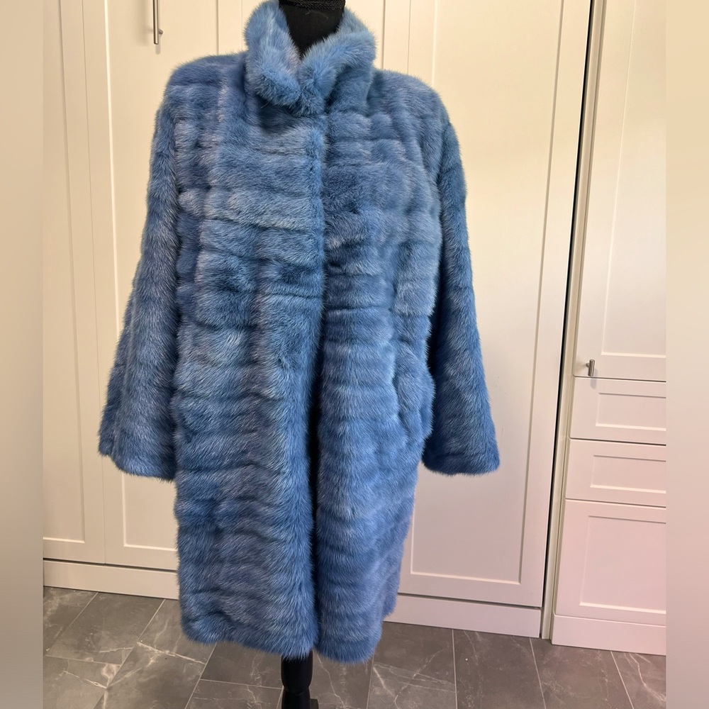 Gorgeous real mink fur coat denim colored size medium